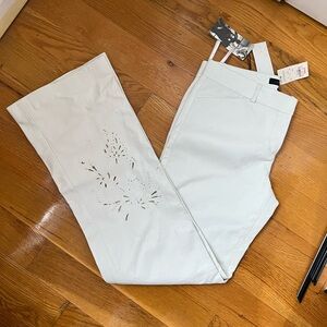 Express White Leather Pants with Elegant Cutout Design